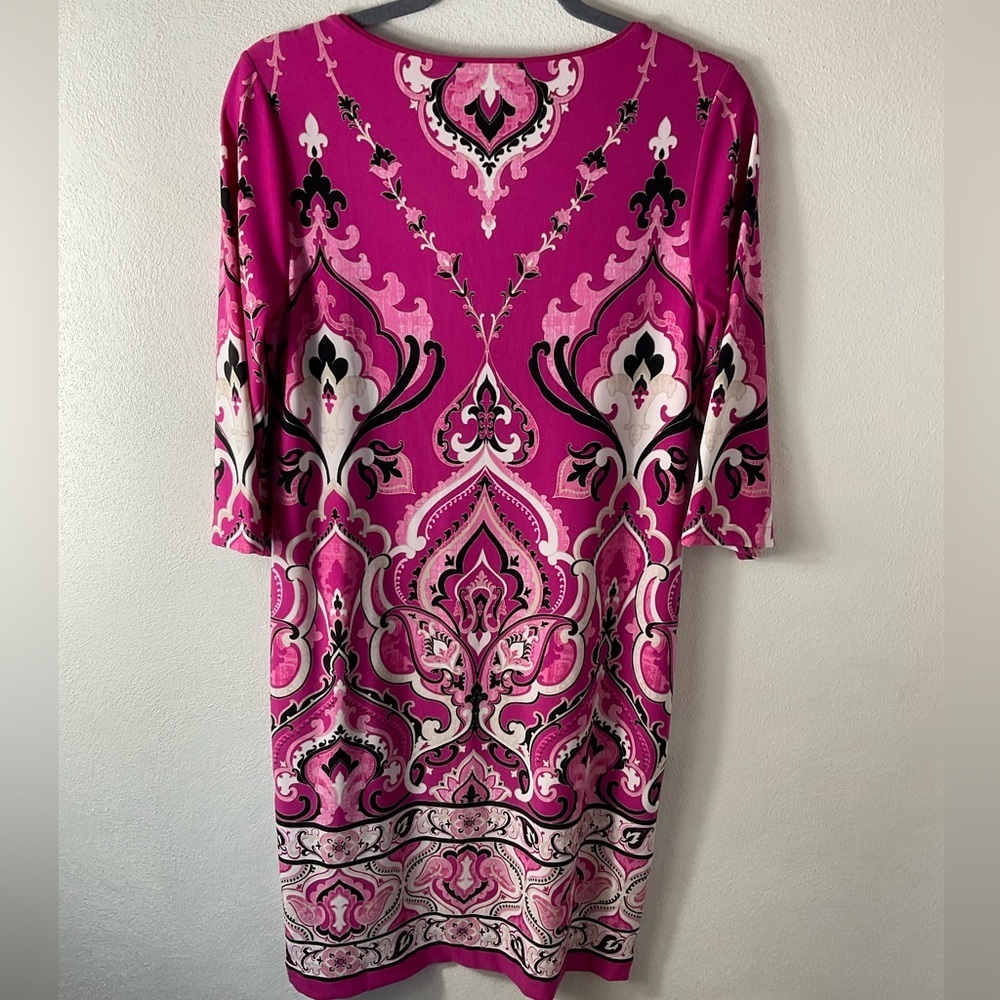 Chico’s B&W Pink Printed Shift Dress Sz 0 (S) - Picture 2 of 5